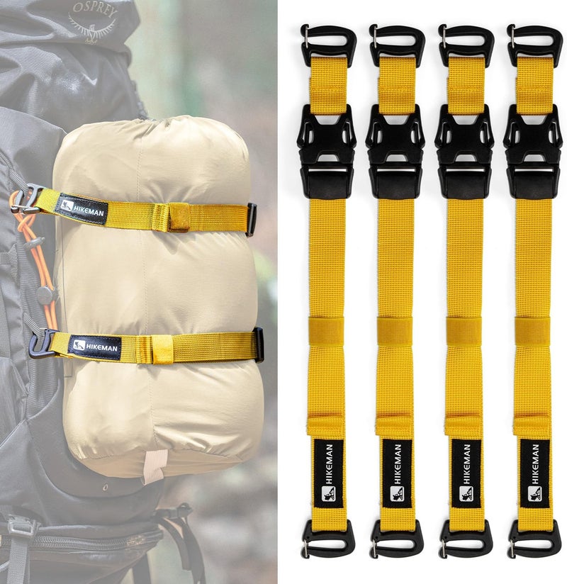HIKEMAN 4 Pcs Tactical Molle System Backpack Straps and Buckles Set -Adjustable 19.49" Pack Attachment Strap Accessories(Yellow) - Image 1